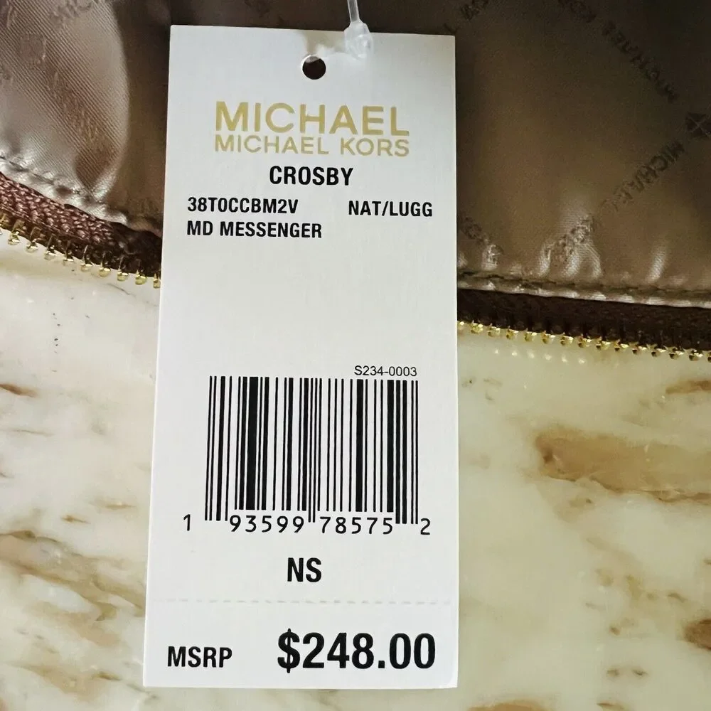 MICHAEL KORS STUDIO Natural Luggage Leather Medium Messenger Crossbody Bag
